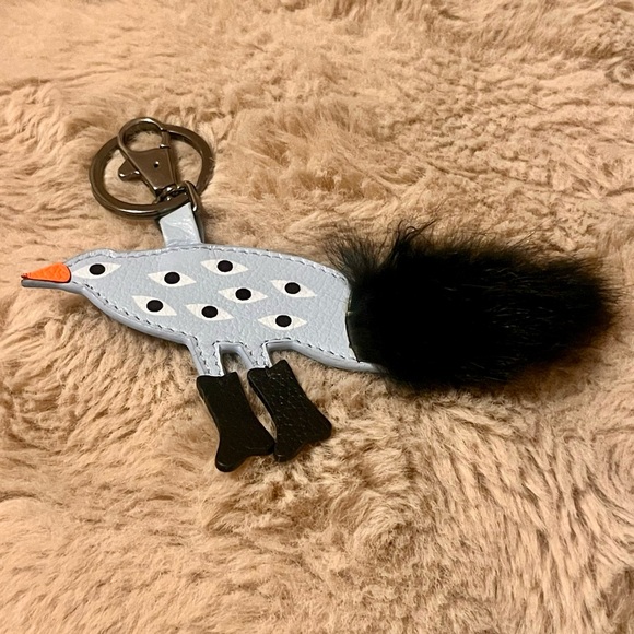 🆕 Min & Mon Bird in Boots leather & fur keychain with eyeballs - Picture 5 of 10